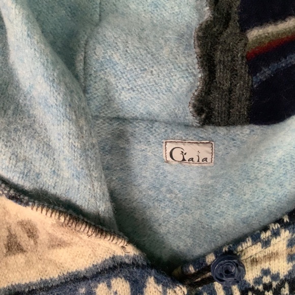 100% Wool Patchwork Boho Hooded Cardigan Coat Handmade Women’s size large - Picture 10 of 12